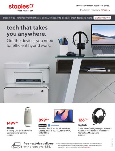 Staples Tech That Takes You Everywhere Flyer July 5 to 18