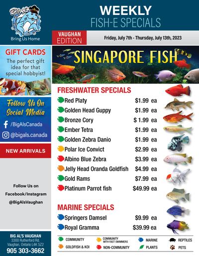 Big Al's (Vaughan) Weekly Specials July 7 to 13