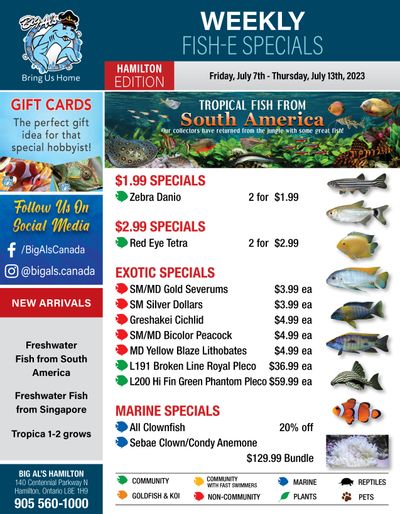 Big Al's (Hamilton) Weekly Specials July 7 to 13