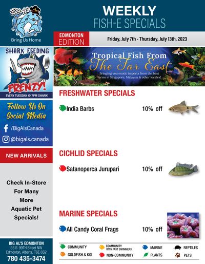 Big Al's (Edmonton) Weekly Specials July 7 to 13