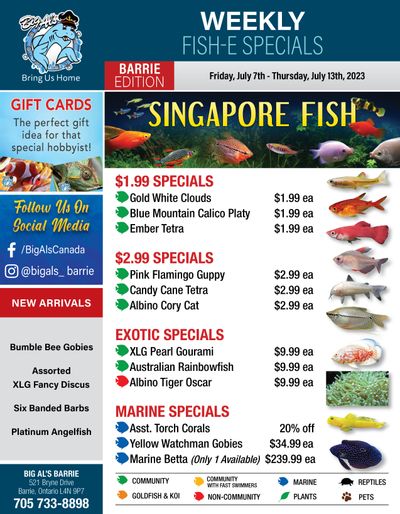 Big Al's (Barrie) Weekly Specials July 7 to 13