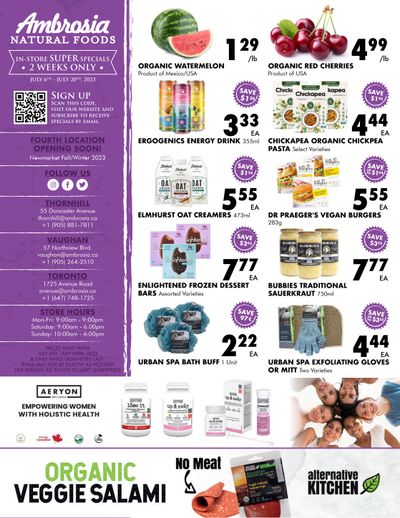 Ambrosia Natural Foods Bi-Weekly Flyer July 6 to 20