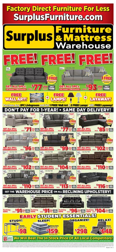 Surplus Furniture & Mattress Warehouse (Thunder Bay) Flyer July 10 to 30