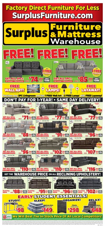 Surplus Furniture & Mattress Warehouse (Peterborough) Flyer July 10 to 30