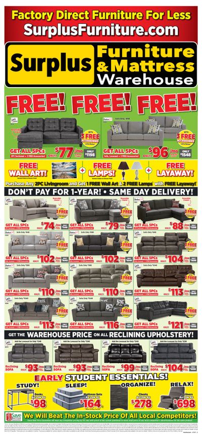 Surplus Furniture & Mattress Warehouse (Lethbridge) Flyer July 10 to 30