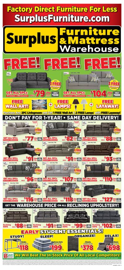 Surplus Furniture & Mattress Warehouse (Grand Falls Windsor) Flyer July 10 to 30