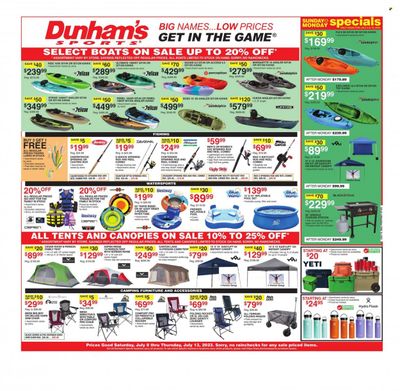 Dunham's Sports (AL, IN, KY, MI, MN, OH, PA, TN, WI) Weekly Ad Flyer Specials July 8 to July 13, 2023