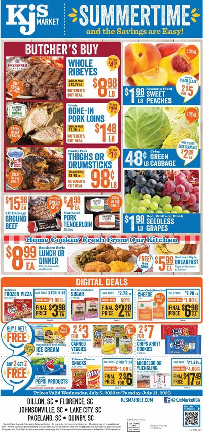 KJ´s Market (GA, SC) Weekly Ad Flyer Specials July 5 to July 11, 2023