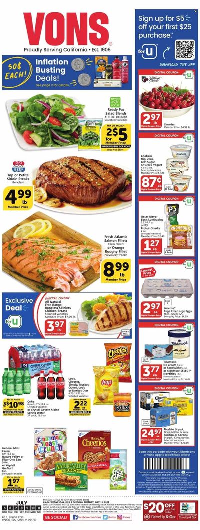 Vons (CA) Weekly Ad Flyer Specials July 5 to July 11, 2023
