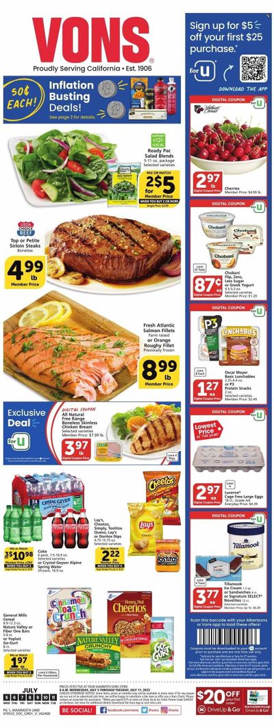 Vons (CA) Weekly Ad Flyer Specials July 5 to July 11, 2023