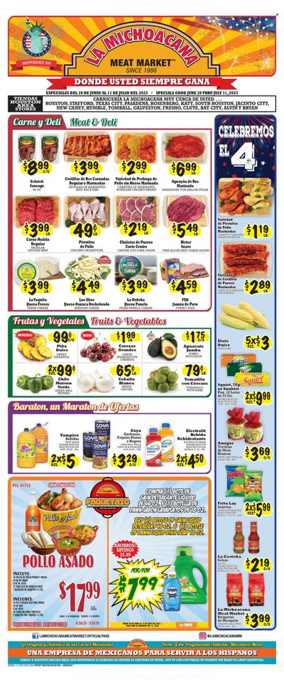 La Michoacana Meat Market (TX) Weekly Ad Flyer Specials June 28 to July 11, 2023