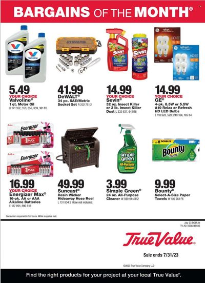 True Value Weekly Ad Flyer Specials July 1 to July 31, 2023