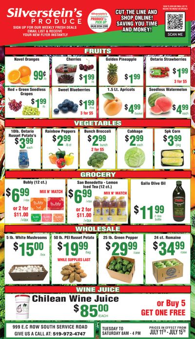 Silverstein's Produce Flyer July 11 to 15