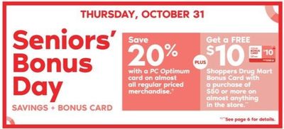 Shoppers Drug Mart Canada Seniors Bonus Day Deals: Save 20% + FREE $10 Bonus Gift Card