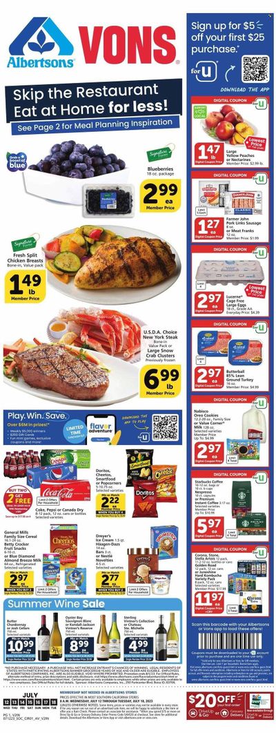 Vons (CA) Weekly Ad Flyer Specials July 12 to July 18, 2023