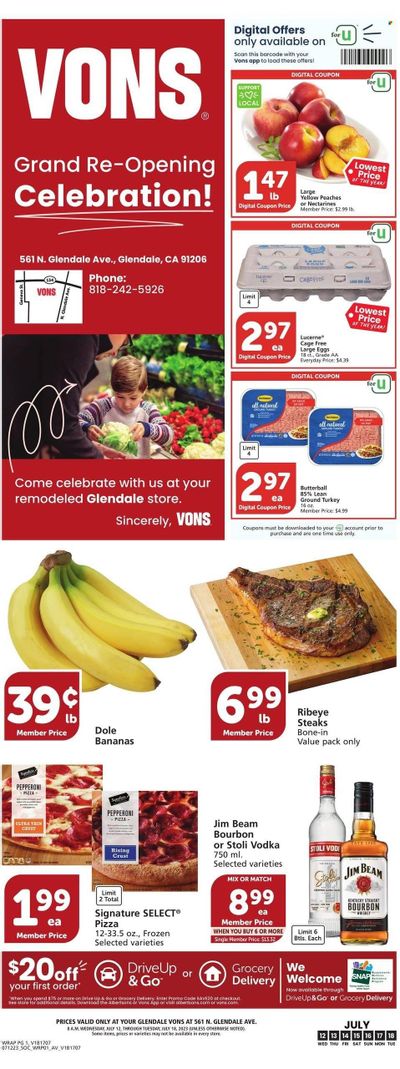 Vons (CA) Weekly Ad Flyer Specials July 12 to July 18, 2023