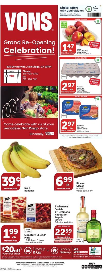 Vons (CA) Weekly Ad Flyer Specials July 12 to July 18, 2023