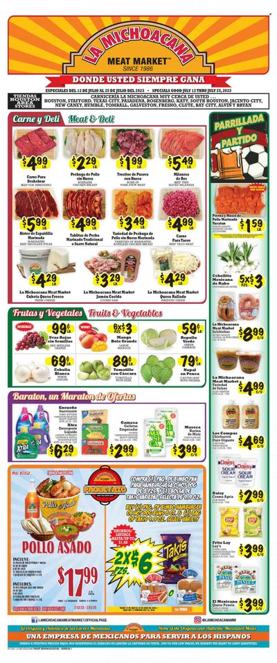 La Michoacana Meat Market (TX) Weekly Ad Flyer Specials July 12 to July 25, 2023