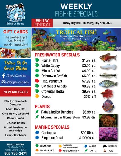 Big Al's (Whitby) Weekly Specials July 14 to 20