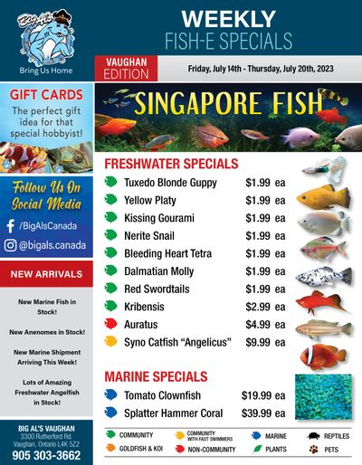 Big Al's (Vaughan) Weekly Specials July 14 to 20