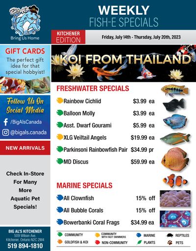 Big Al's (Kitchener) Weekly Specials July 14 to 20