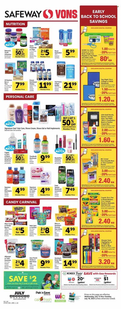 Vons (CA) Weekly Ad Flyer Specials July 12 to July 18, 2023