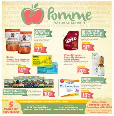 Pomme Natural Market Monthly Flyer October 31 to December 4 