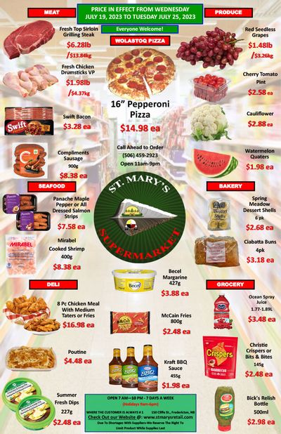 St. Mary's Supermarket Flyer July 19 to 25