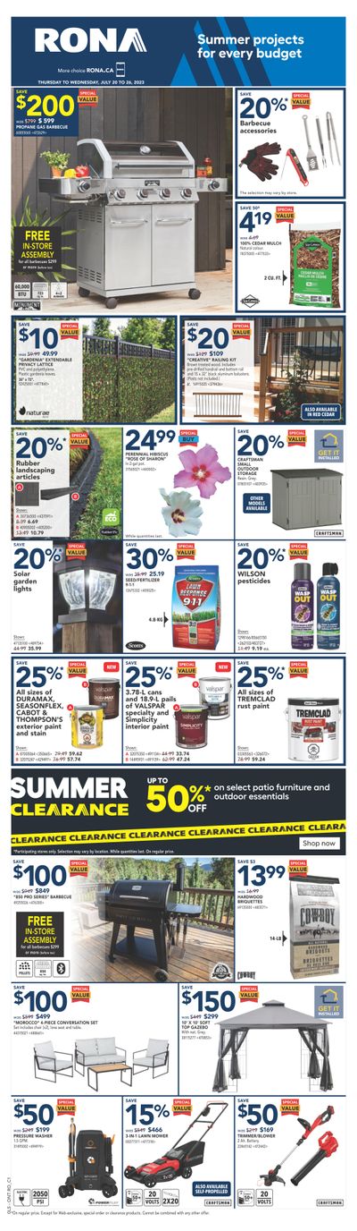Rona (ON) Flyer July 20 to 26