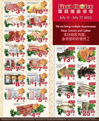 First Choice Supermarket Flyer July 21 to 27