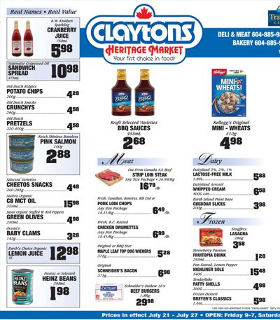 Claytons Heritage Market Flyer July 21 to 27