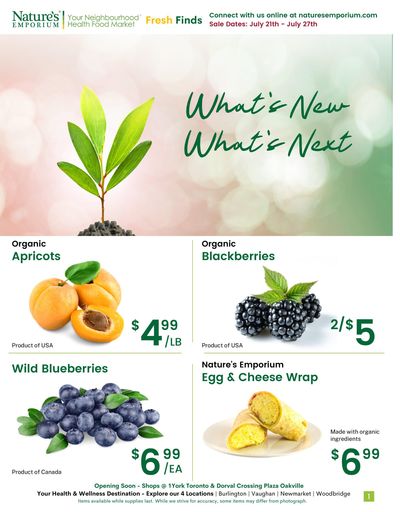 Nature's Emporium Weekly Flyer July 21 to 27