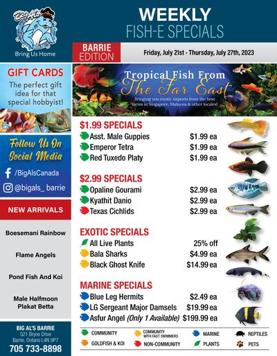 Big Al's (Barrie) Weekly Specials July 21 to 27