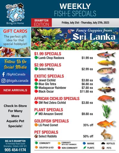 Big Al's (Brampton) Weekly Specials July 21 to 27