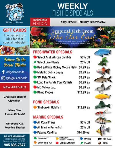 Big Al's (Newmarket) Weekly Specials July 21 to 27 Big Al's (Newmarket) Weekly Specials July 21 to 27