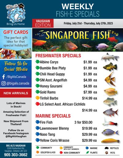 Big Al's (Vaughan) Weekly Specials July 21 to 27