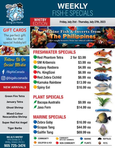 Big Al's (Whitby) Weekly Specials July 21 to 27