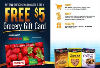 Get A $5 Gift Card When You Purchase Two Participating General Mills Products at Food Basics or Metro