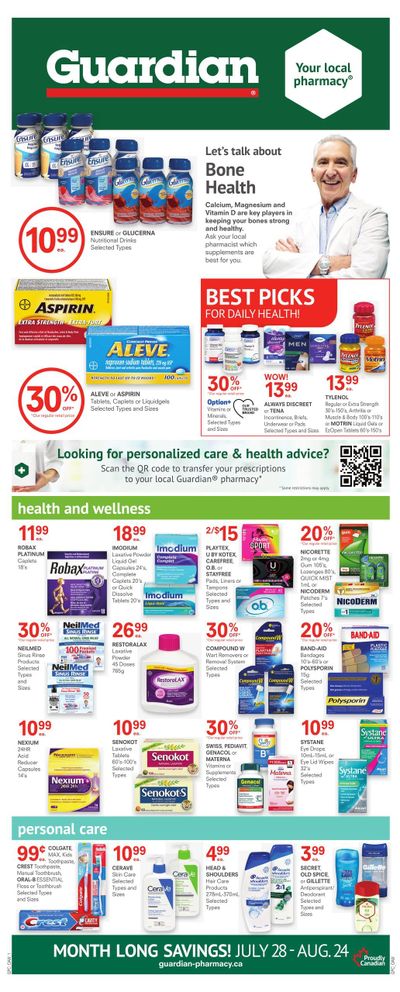 Guardian Pharmacy Monthly Flyer July 28 to August 24