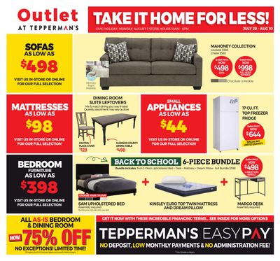 Outlet at Tepperman's Flyer July 28 to August 3