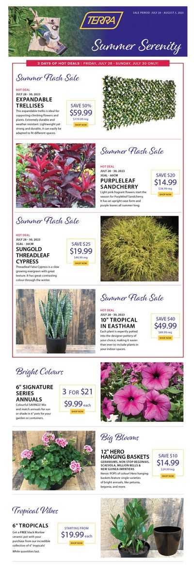 Terra Greenhouses Flyer July 28 to August 3