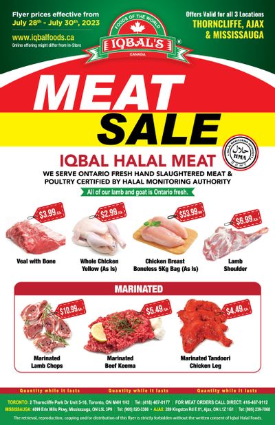 Iqbal Foods (Ajax, Mississauga & Thorncliffe) Flyer July 28 to 30