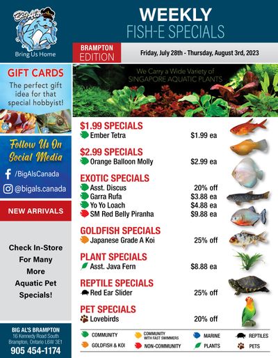 Big Al's (Brampton) Weekly Specials July 28 to August 3