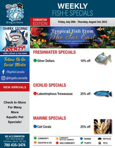 Big Al's (Edmonton) Weekly Specials July 28 to August 3