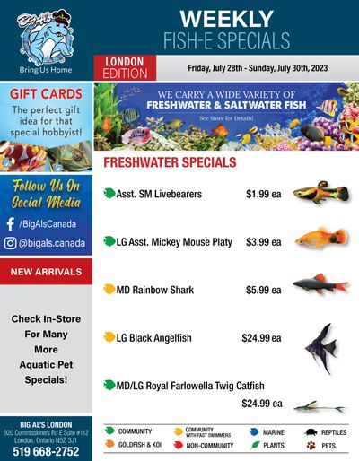 Big Al's (London) Weekend Specials July 28 to 30
