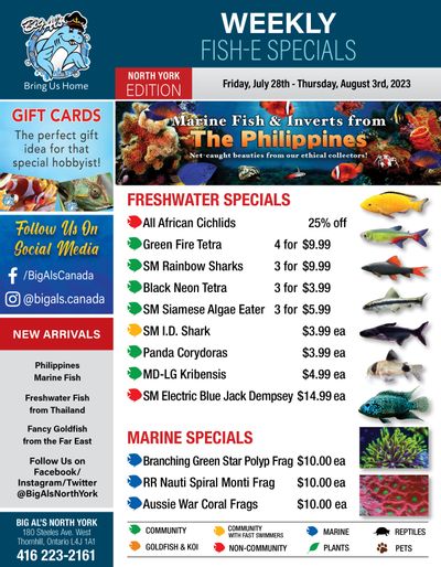 Big Al's (North York) Weekly Specials July 28 to August 3