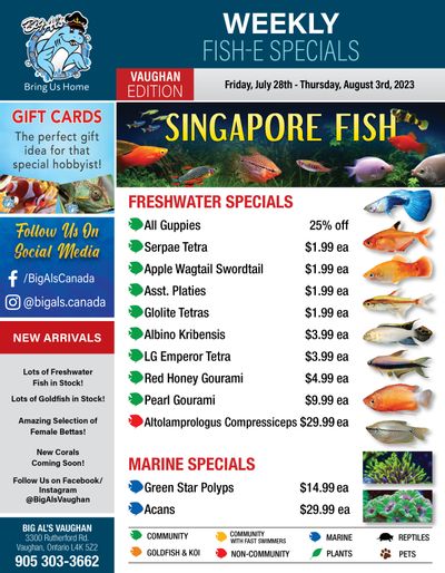 Big Al's (Vaughan) Weekly Specials July 28 to August 3