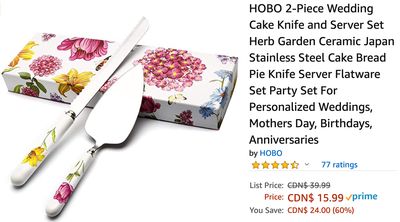 Amazon Canada Deals: Save 60% on 2-Piece Wedding Cake Knife & Server Set + USB Flash Drive Photo Stick for iPhone & Android for + More Offers