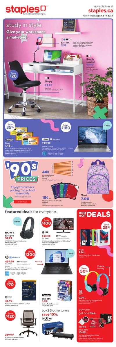 Staples Flyer August 2 to 8