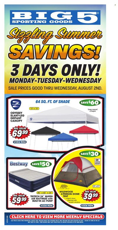 Big 5 (AZ, CA, CO, ID, NM, OR, UT, WA) Weekly Ad Flyer Specials July 31 to August 2, 2023
